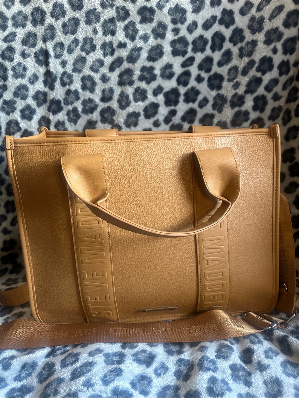 Steve Madden Camel/Tan Leather Laptop Tote